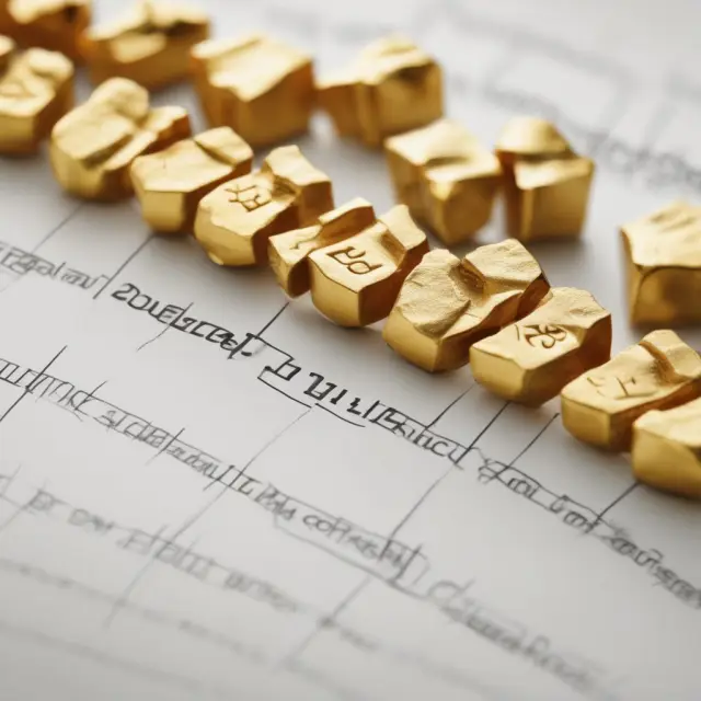 A line of golden nuggets along a timeline, representing enduring stores of value