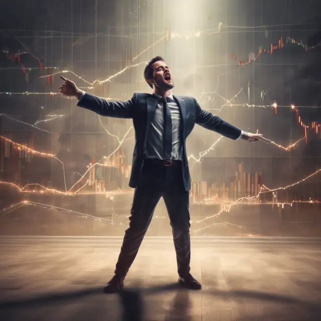An image of volatility represented as a dancer interacting with both a call and put option, illustrating the importance of volatility in long straddle strategies