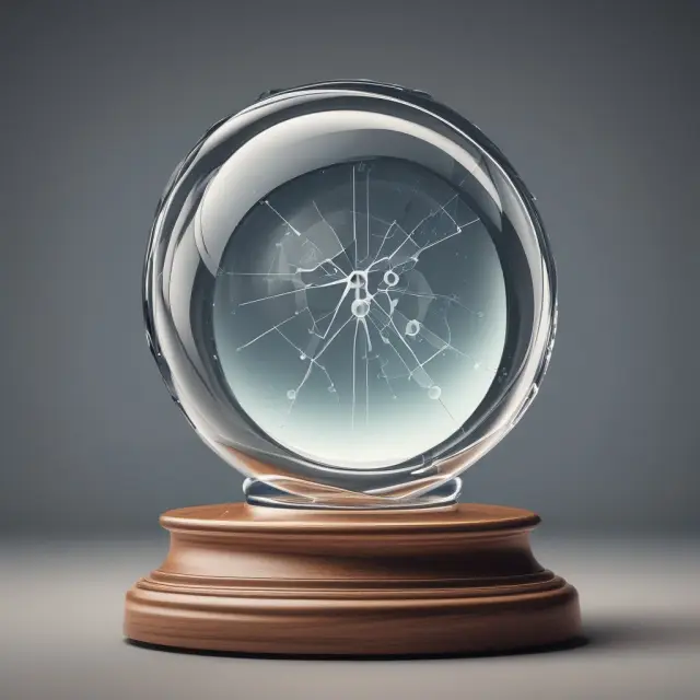 A crystal ball filled with financial transactions data being processed through Straight-Through Processing system, revealing insights, trends, and future predictions for business analytics