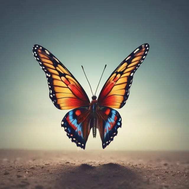 Butterfly representing long strangle with wings for call and put options, symbolizing potential price swings
