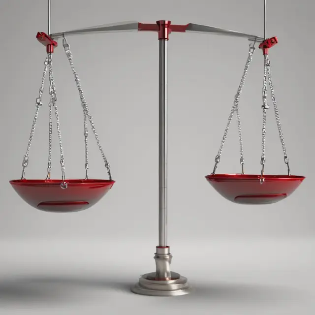 Two interconnected pendulums swinging unpredictably, symbolizing price movements of call and put options in a Long Strangle strategy.
