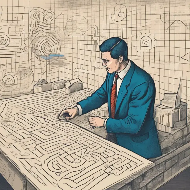 A savvy investor skillfully maneuvers through a labyrinth of financial charts and graphs, illustrating successful strangle trading by avoiding common mistakes
