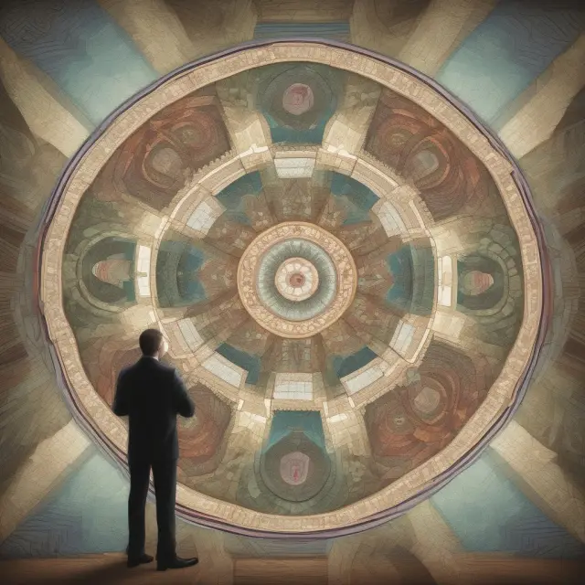 A kaleidoscope depicting shareholders and stakeholders in a strategic financial management setting, illustrating the balance between long-term growth and stakeholder interests