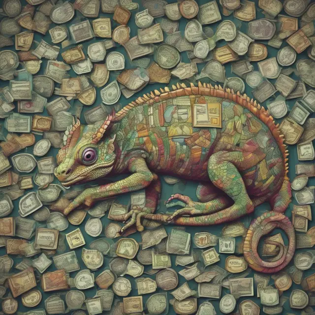 A chameleon morphs to fit various industry backgrounds, symbolizing strategic financial management