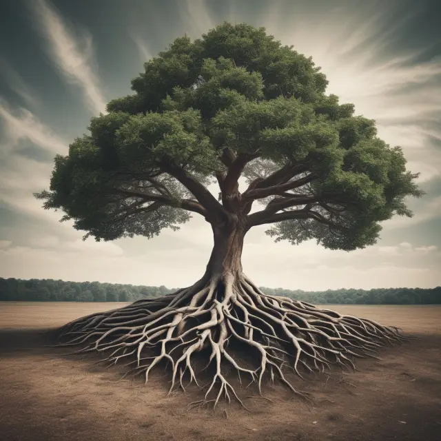 A strategic tree with deep roots signifies long-term financial planning and growth