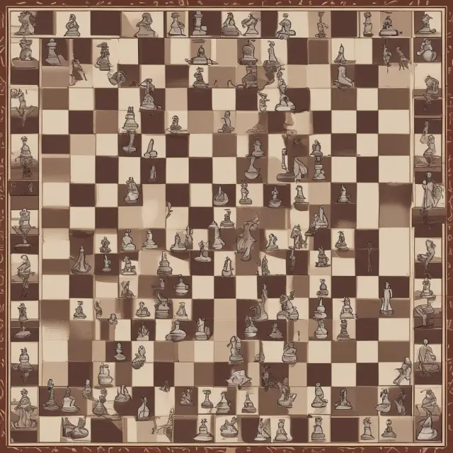 A chessboard populated by pieces symbolizing prescriptive and descriptive approaches to strategic management, interacting and evolving in real-life business scenarios