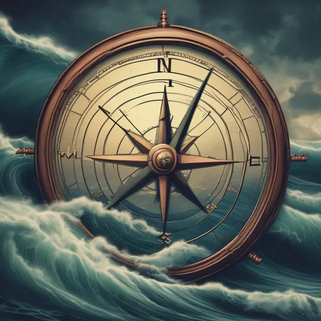 A strategic compass navigates turbulent business waves while remaining aligned with organizational culture