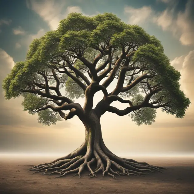 Two trees merging, representing companies forming a strategic alliance to create a more robust and prosperous business