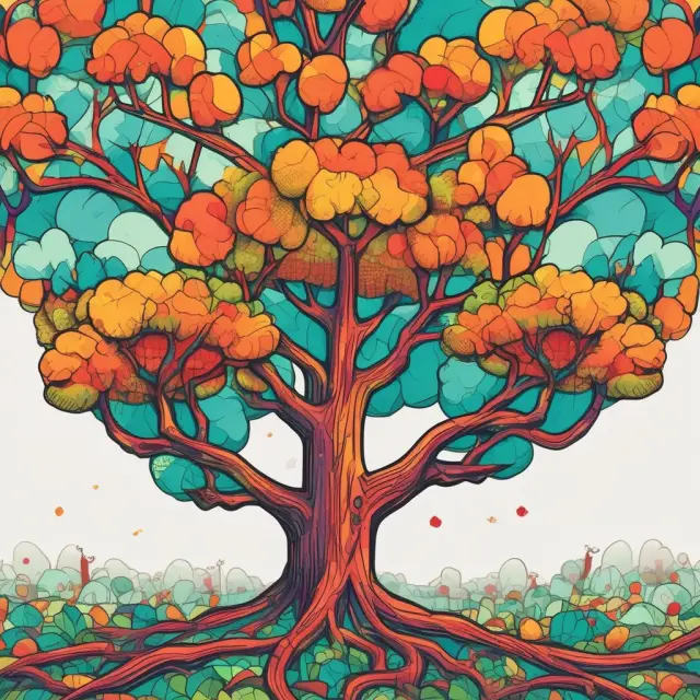 Three trees symbolizing Microsoft and Adobe in a collaborative alliance, enhancing each other
