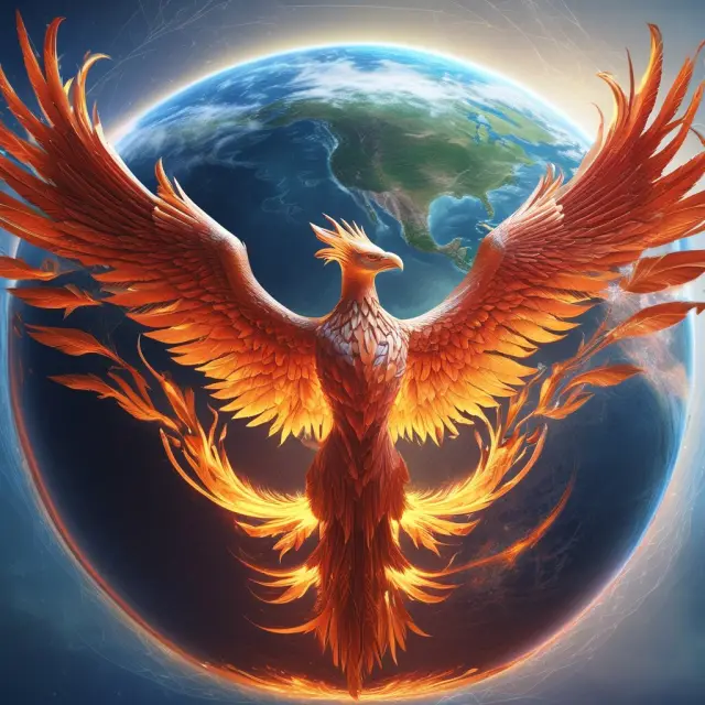 An image of a mythical phoenix emerging from a digitally rendered globe, illustrating the continuous growth and evolution of strategic alliances as they adapt to emerging trends.