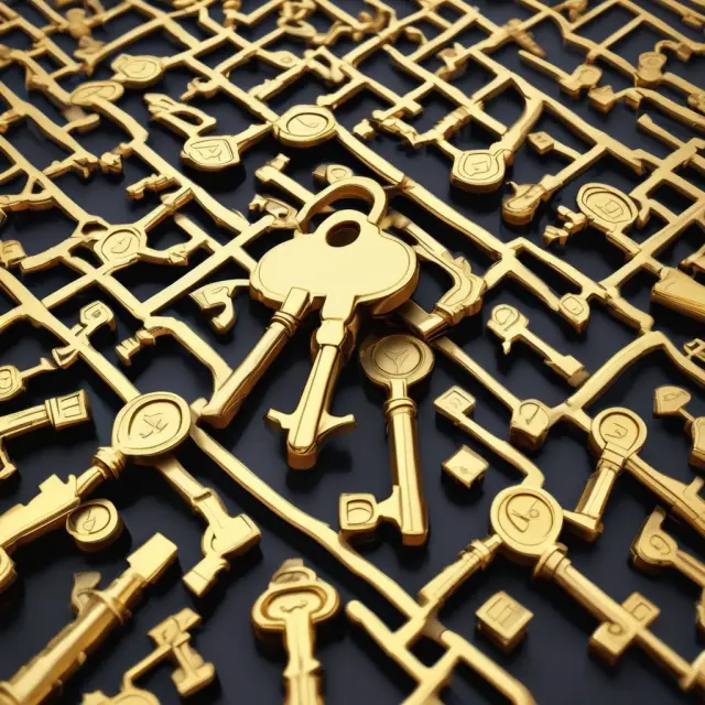 A golden key opens intricate, interconnected doors to various business opportunities in the structured finance realm
