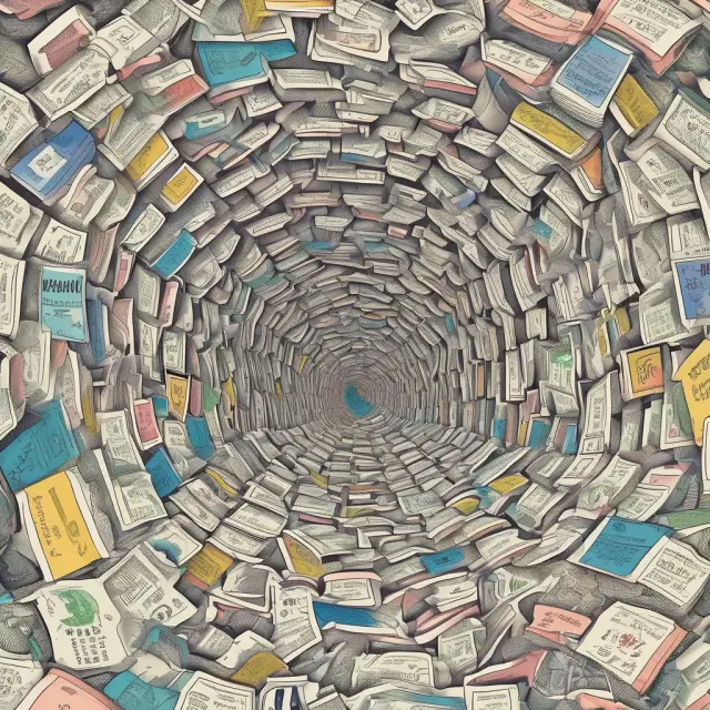 Student navigating through a maze of financial burdens, representing student loans and credit card debt, with potential solutions emerging