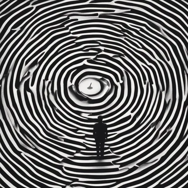An institutional investor bravely navigates a maze, personifying the challenges of managing subjective probabilities and personal biases in investment decision-making