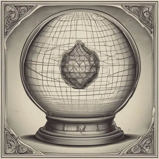 An image of a fortune teller examining subjective probabilities and objective data in a complex maze, symbolizing finance.