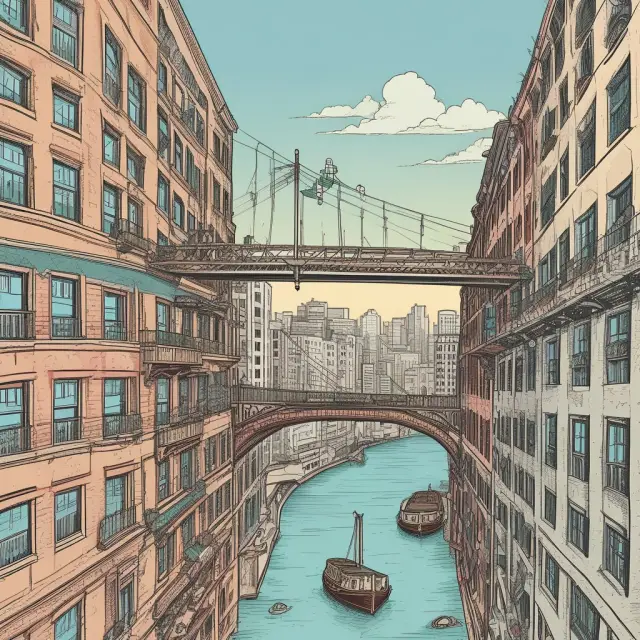 A landlord stands on a bridge connecting two tenants, symbolizing the role of facilitating a sublease arrangement