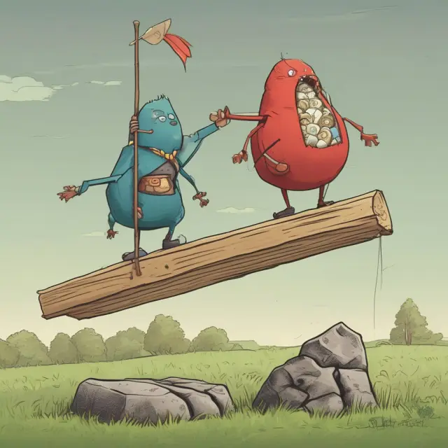 See-saw with NINJA loans representing risky subprime mortgages, precariously balanced against financial stability.