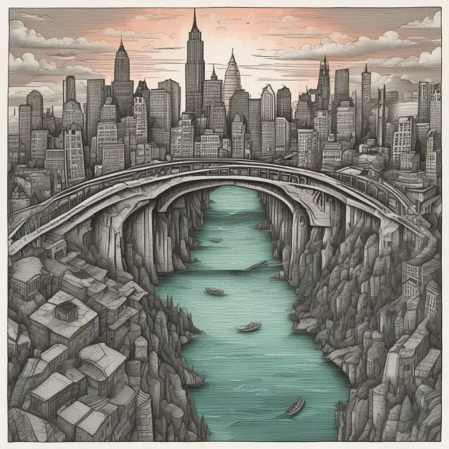 A bridge connecting subprime and predatory loans, illustrating the ethical debates surrounding their practices.