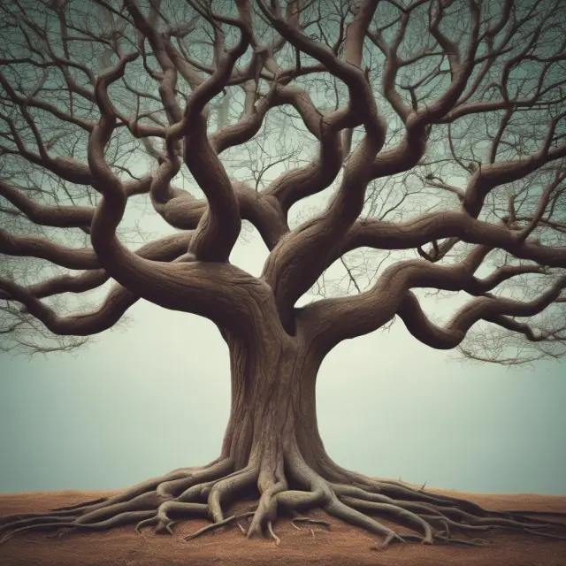 An image of interconnected branches representing various subprime loans forming the trunk and branches of a grand financial tree, emphasizing its intricate relationship with the overall economy.