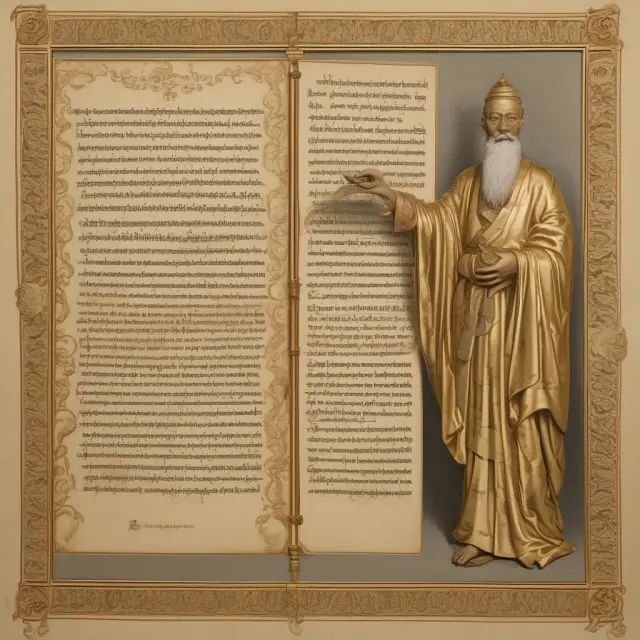 An image of a wise figure holding a scroll containing the rules of a limited partnership, symbolizing knowledge and understanding.