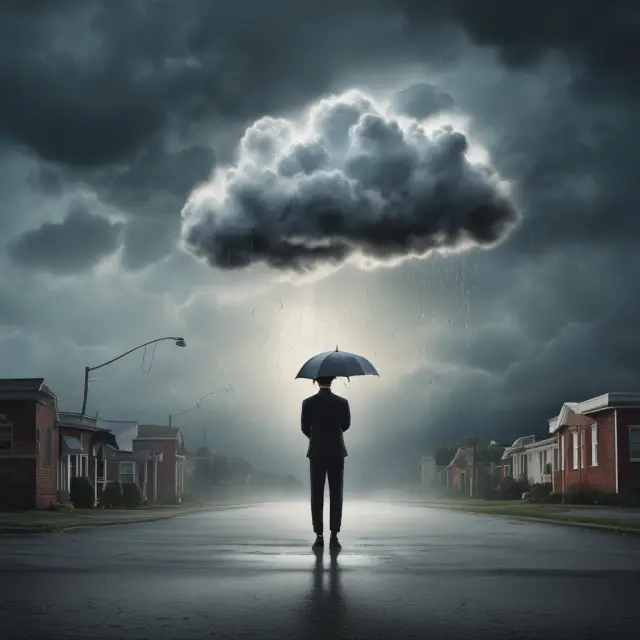 Rain clouds symbolizing subsidies distributing resources to ease economic burdens, while opportunity costs are depicted as ripples in the water.