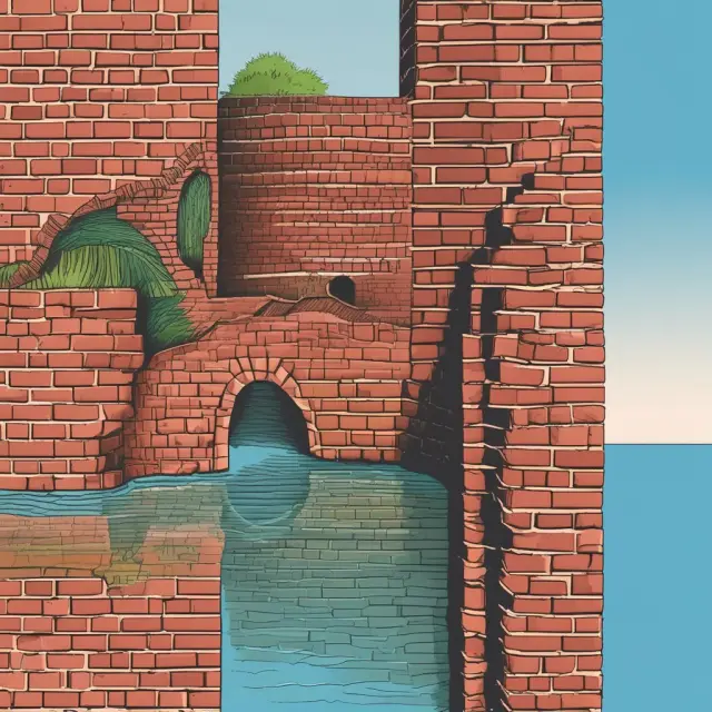 A comparison between a flowing river, representing sukuk and its asset-backed profit distribution, and a stationary brick wall symbolizing traditional bonds and their fixed interest payments