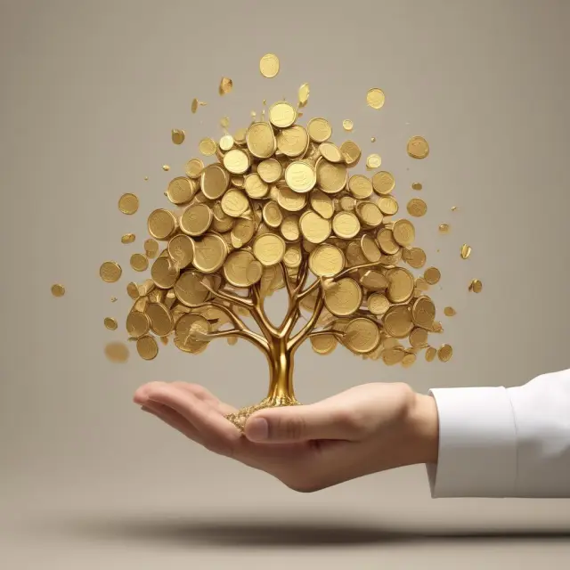 An image of golden sukuk coins falling from a tree, symbolizing the benefits and rewards investors receive when investing in sukuk.