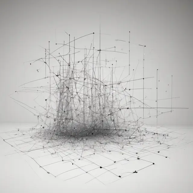 A visualization of residual sum of squares: data points dancing harmoniously around a regression line with varying deviations, highlighting the relationship between observed and predicted values