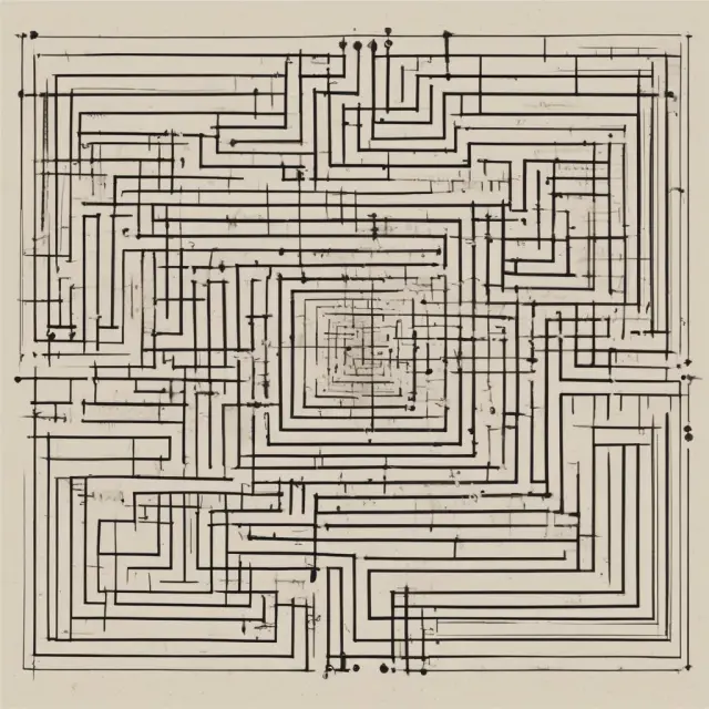 An intricate maze of data points surrounding their mean, emphasizing the concept and importance of Sum of Squares in finance