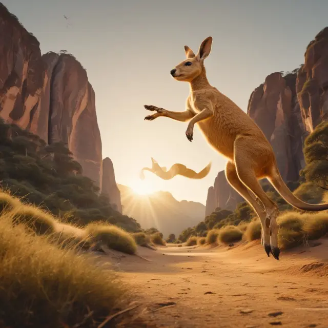 Golden kangaroo jumping between a defined benefit and accumulation fund, illustrating an employee