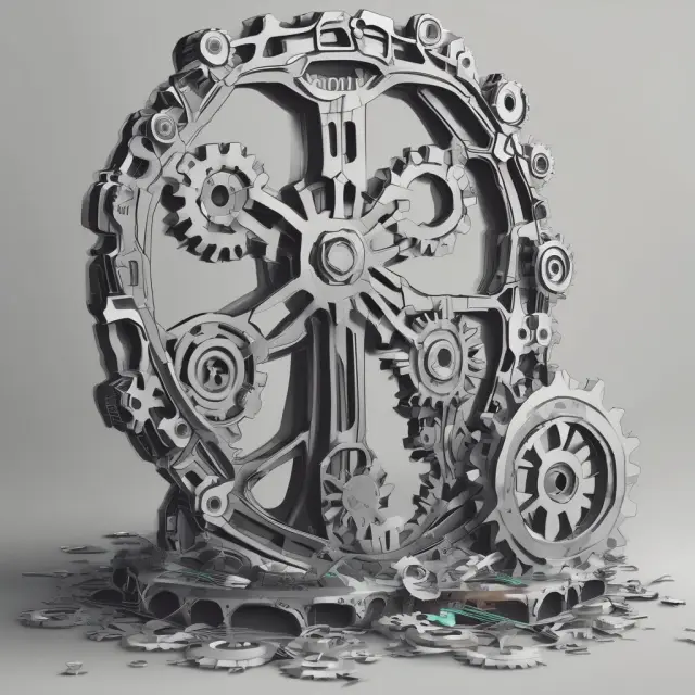 Image of gears merging, symbolizing logistics integration, and a growing tree representing supply chain management