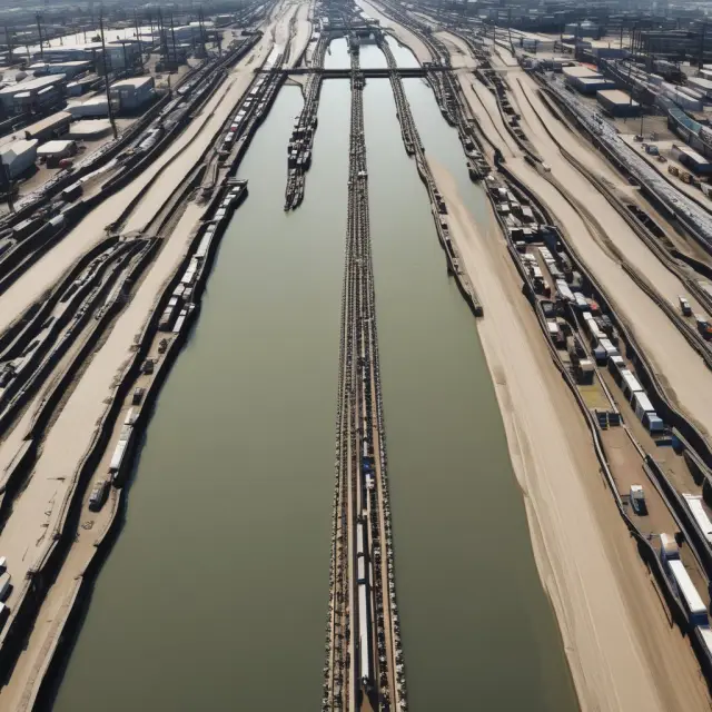 A winding, clear river represents the efficient supply chain, with dependable suppliers acting as steady sources that feed it, keeping the flow uninterrupted