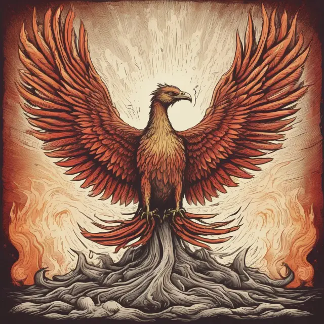 Image of a phoenix emerging from crumbling alliances, signifying supranational organizations