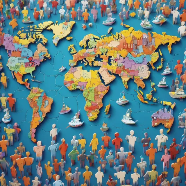 A world map made from interlocking puzzle pieces coming together to form the outlines of various supranational organizations