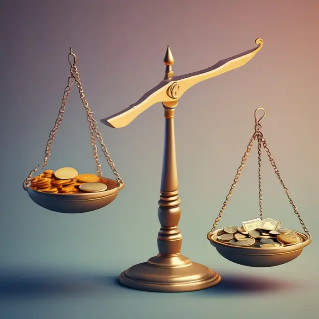 Golden scales with surcharges and fees hidden beneath, symbolizing the need to uncover underlying costs in business transactions