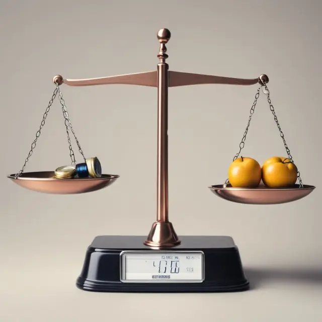 Balance scale illustrating surcharges against a consumer