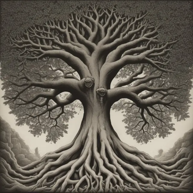 A bonded tree with interconnected roots and branches represents the safeguarding effect of surety bonds for businesses