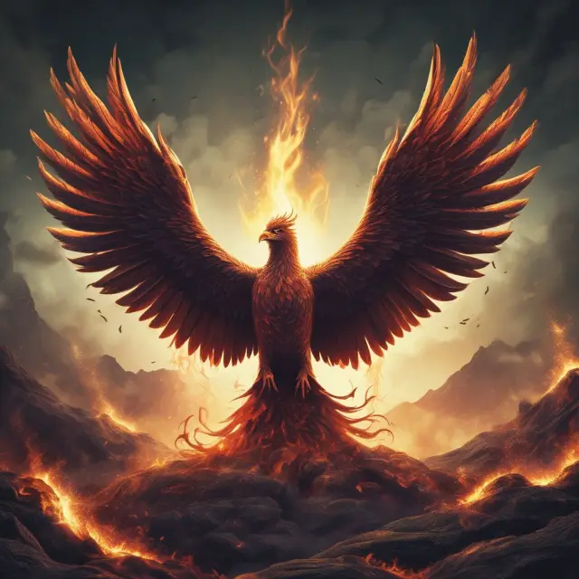 A mythical Phoenix rises from the ashes, symbolizing the emergence of surplus lines insurance for unique risks.