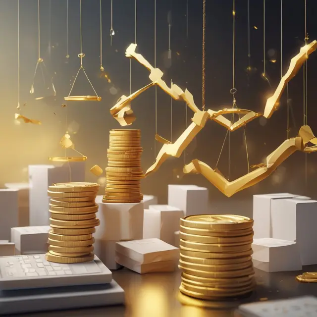 A golden scale balancing inventory, accounts payable, and receivables in a rapidly growing business environment
