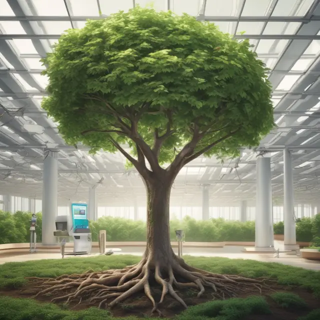 Three vibrant, growing trees symbolize Microsoft, Apple, and P&G; their strong roots represent effective financial management and innovative products that sustained their sustainable growth rates