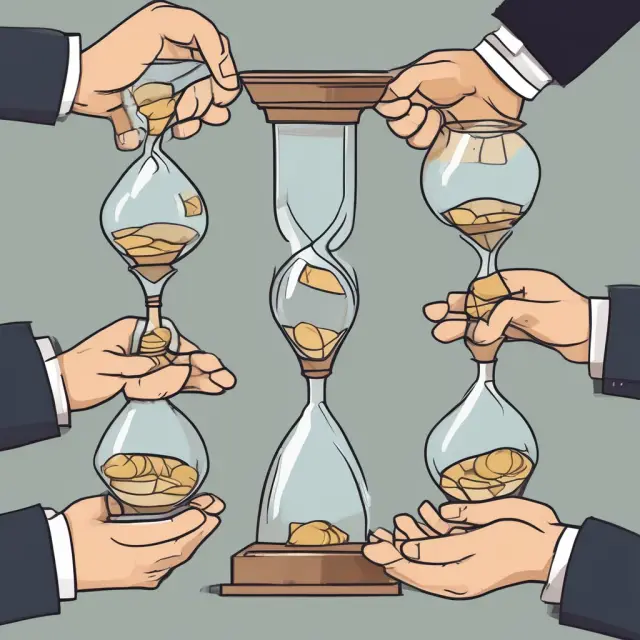 Two hands exchange hourglasses filled with currencies to symbolize swap agreements in modern finance