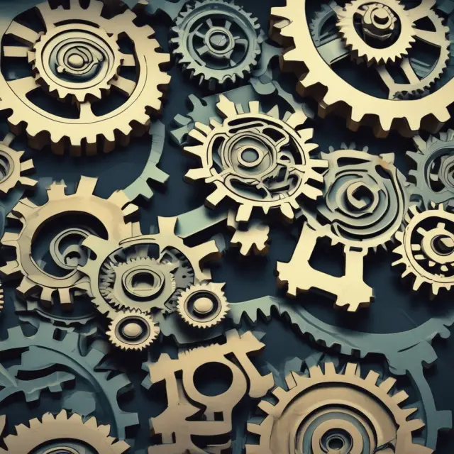 Swap rates depicted as interconnected gears of varying speeds, illustrating exchange of cash flows in swaps