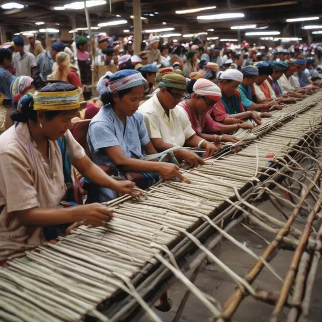 Market participants creating customized swaption contracts on a large, intricately designed loom