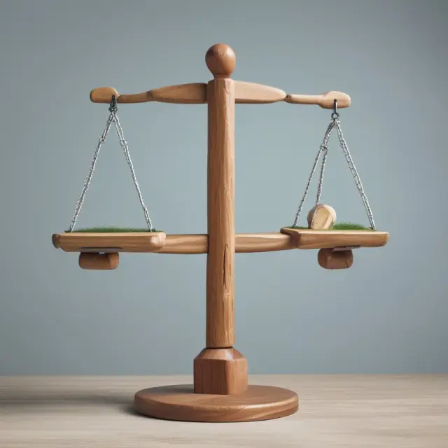 An illustration of a seesaw representing the balance between potential rewards and risks in Sweat Equity investments or projects.