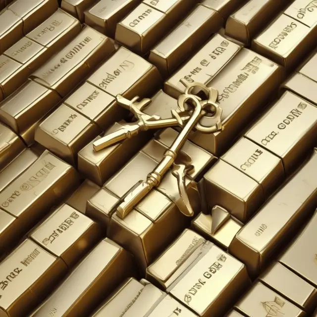 Key protecting gold bars in interconnected bank accounts
