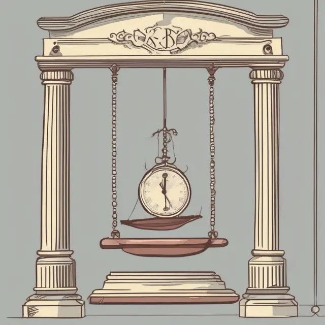 A swinging pendulum represents the choice between various credit options. Swingline loans have higher interest rates but offer quick access to funds.