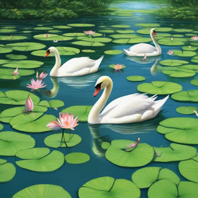 Two swans transitioning between lily pads, symbolizing the effort required to switch between products or services.