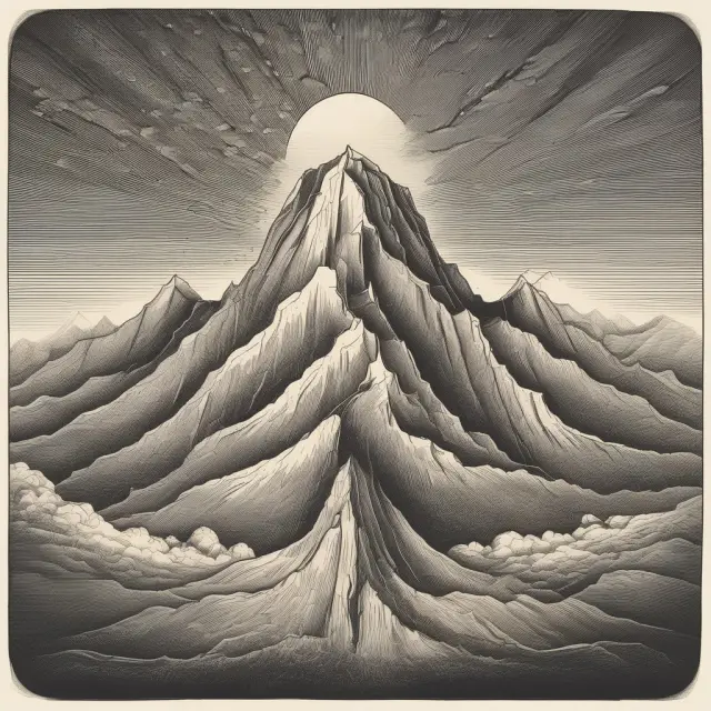 Symmetrical bell curve breaking apart to reveal asymmetrical mountain range, representing financial price behavior and market conditions