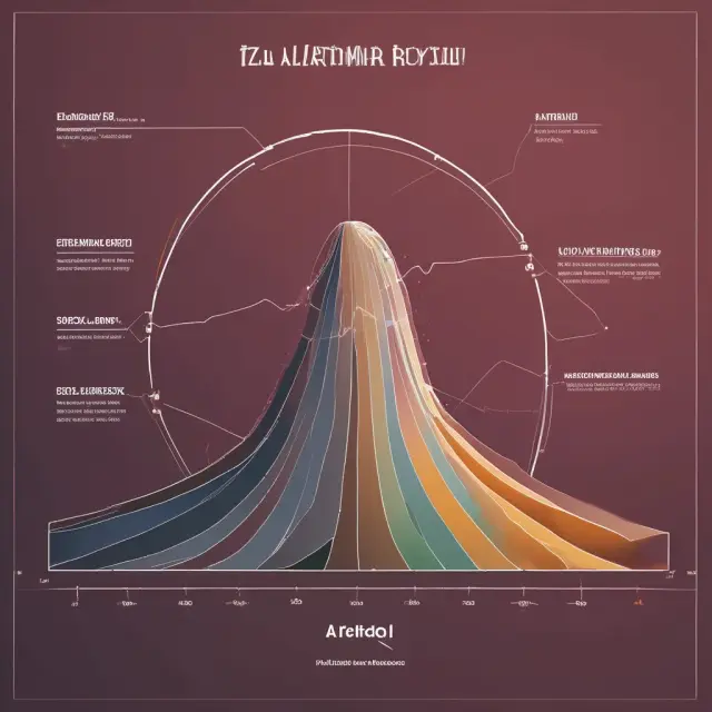 Visualization of symmetrical distribution in financial markets, depicting price points and value areas