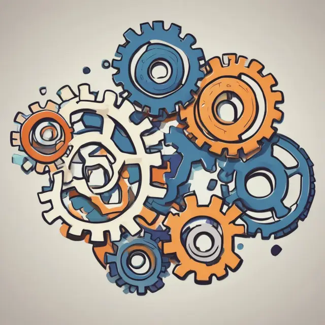 Visualization of synergy in M&A: Two gears merging, representing revenue growth and cost savings