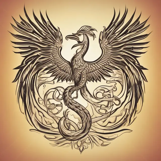 A phoenix emerging from two entwined serpents representing the successful synergy merge between Thermo Fisher Scientific and PPD, emphasizing financial growth, revenue expansion, and cost savings.